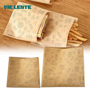 50PCS Greaseproof Paper Bag Kraft Paper Bag Food Packaging Bag Disposable Packaging Baking Paper Kitchen Accessories