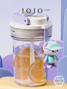 High Temperature Resistant Plastic Doll Straw Cup Cute Jojos L. PD round Cylinder Shaped Water Bottle for All Seasons