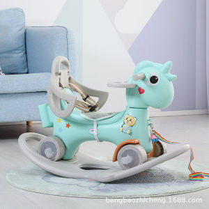 ZIYINGCHA | 2-in-1 Rocking Horse Push Toy Childrens Birthday Gift