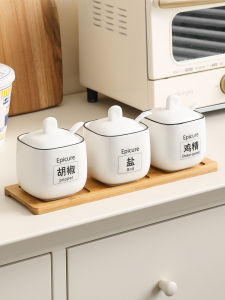 Nordic Simple Ceramic Home Use Seasoning Box Spice Jar Salt Pot Seasoning Bottle Kitchen Storage Containers Hot Pepper Canister