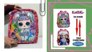 MOONDE TAS RANSEL SEQUIN / USAP 2 GAMBAR BERUBAH KARAKTER KARTUN L.O.L - FROZEN ELSA LUCU ANAK PEREMPUAN SEKOLAH TK/SD TERBARU !!!