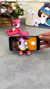 Holder Sandaran Tablet Boneka Pink Lucu Anti Slip Tempat Ornamen Portabel Malas Phone