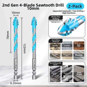 Hard Material Dry Drilling Specialized Eccentric Sawtooth Drill Bit 12mm