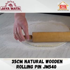 SYK Jaya Mata JM540 35cm 1Pcs Natural Wooden Rolling Pin Scrollable Pin Dough Roller Kayu Gelek Pengelek Kuih