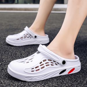 Sandals Summer Mens Outdoor Non-Slip Soft Bottom Cutout Hole Beach Sandals Dual-Use Sports Driving Closed-Toe Slippers