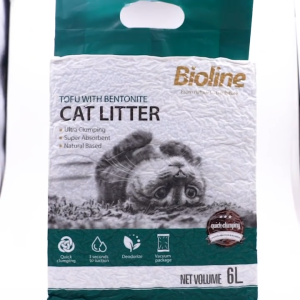Bioline Tofu Cat Litter Sand 6L Deodorizing Activated Carbon Mixed Litter Sand Tofu with Bentonite Litter Sand for Cats