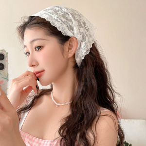 Fresh Country Style Lace Flower Headscarf Triangle Scarf Hair Ties Bunting Silk Scarf Hair Accessories Zhaolu Small Clear