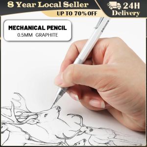 0.5mm Full Metal Mechanical Pencil Set Art Sketch HB Leads Retractable Nib School Writing Pencil Gift Stationery