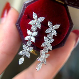 Huitan Nữ Thẩm Mỹ Tòn Ten Bông Tai Rực Rỡ Hầu Tước Đá Cubic Zirconia Đính Hôn Tiệc Cưới Trang Sức Thời Trang
