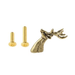 Retro Brass Cabinet Pull Single Hole Furniture Hardware Solid Deer Head Drawer Handle Animal Series Home Decor