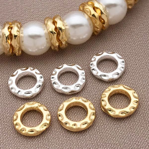 5/10pcs 18K copper plated real golden thick silvery white golden plate wrapped with spacer beads DIY jewelry making accessories