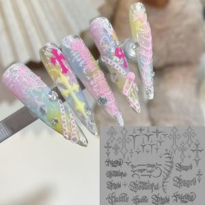 other | Gothic Dark Style Nail Art Mold with 3D Cross Lettering Silicone Mold for Sweet Cool Transparent Nail Decorations Single Piece