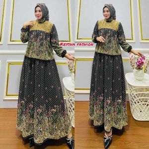 SET HIJAB SEGI EMPAT GAMIS MEWAH TERBARU BAHAN SERUTY BABYDOLL