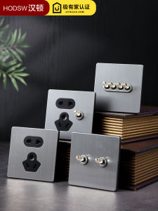 Hodsw HanTong Retro Switch Socket Panel B2 Metal Brushed Double Control Brass Crystal Paddle 86 Type Home Decoration Luxury