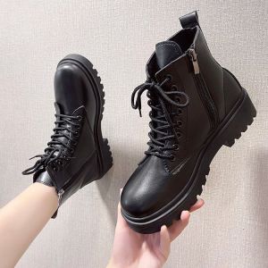 Size 35-43 Women's Fashion Thick Soled Shoes: British Style Martin Boots & Knight Boots