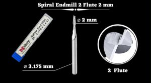 ms7 end Mill 2 flute spiral 2mm endmill router cnc acrylic kayu aluminium