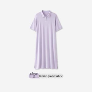 Summer Breathable Silk-like Short Sleeve Sleep Dress