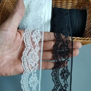 เสื้อผ้าเด็กชายผ้าโปร่งบาง T215 ขอบลูกไม้โปร่งใส ขอบลูกไม้สไตล์วินเทจ ผ้าฝ้ายผสมโพลีเอสเตอร์ ลายดอกไม้ สำหรับเด็กชาย