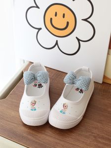 Giày Vải Trơn Bé Gái Chống Trơn Trượt Thoáng Khí Mềm Giày Thể Thao Đáy Cho Trẻ Mẫu Giáo Chơi Ngoài Trời Trong Nhà Nơ Chi Tiết Phong Cách Công Chúa
