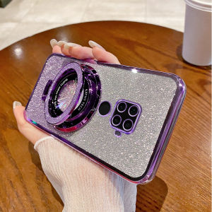 Huawei Nova5iPro Magnetic Absorption Stand Phone Case Gradient Sparkling Powder Electroplating Transparent Protective Cover Full Protection for Women High End Creative Fashion Shell