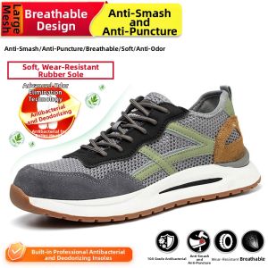 DINGGU | Mens Steel Toe Anti-crush Anti-puncture Lightweight Soft Sole Anti-odor Breathable Safety Shoes