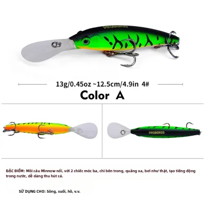 Mồi Câu Giả Proberos 12.5cm 13g Mồi Nổi Jerkbait Mồi Cứng Dạng Cá Con Dùng Cho Cá Bass Cá Pike Cá Chép Câu Biển Sông Bãi Biển.