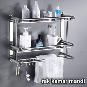 Rak Sabun Kamar Mandi Dinding Rak Bumbu Dapur Stainless Steel Rak Tempel Gantung Tempat Handuk Tempel Rak Penyimpanan 2 Hingga 3 Tingkat - Lazada