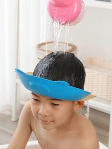 Baby Silicone Waterproof Cap Baby Adjustable Bath Cap Children Ear and Eye Protection Waterproof Shower Cap
