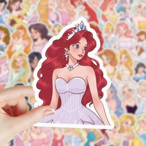 Công Chúa Disney Dán 100 Tờ Dễ Thương Hoạt Hình Nhân Vật Giá Trị Thẩm Mỹ Cao Bé Gái Trái Tim Điện Thoại Di Động Ốp Lưng Laptop Trang Trí Thêu Sò