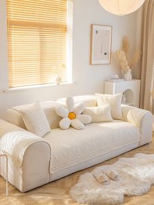 ผ้าคลุมโซฟา เบาะโซฟา ผ้าคลุมฟอร์นิเจอร์สไตล์นอร์ดิก รูปตัว L กันลื่น กันฝุ่น ช่วยปกป้องโซฟา