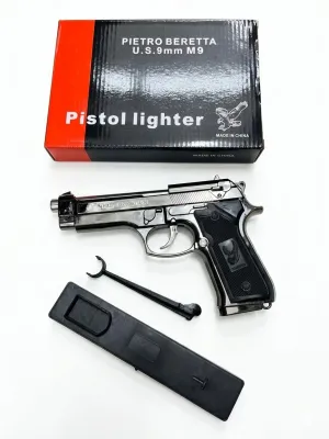 Fichaekไฟแช็คแฟชั่นปืนไฟแช็คBERETTA9mmM9แบบเติมแก๊สเหนียวไกรได้ขึ้นลำได้ไฟฟู่ใช้งานได้จริงพกพาง่ายใช้งานง่ายน้ำหนักดีสีสันสวยพกพาสะดวกพร้อมใช้งาน