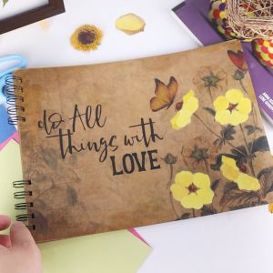 Scrapbook Kraft with Real Pressed Flower Artwork - ENJOY YOUR JOURNEY (20 Leaves) A4 Size