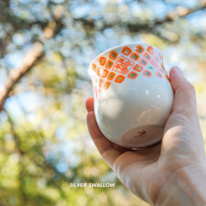 Silver New Year Cup Lucky Carp Small round Coffee Cup Combo Hand-Poured Coffee Tasting Limited Edition Chinese Style Ceramic Cup