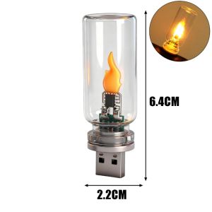 Aitemay USB năng động đèn lửa cháy-2 cái LED NẾN cho trang trí nội thất xe đèn ban đêm & Holiday Home ánh sáng tự nhiên