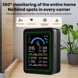 Tuya WiFi 10-in-1 Air Quality Detector CO2 Monitor PM1.0 PM0.3 PM2.5 PM10 Formaldehyde Detector Temperature and Humidity Meter