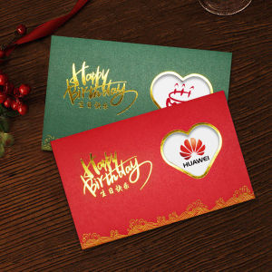 Employee Creative Birthday Greeting Card Customization Company Customer Thank-You Letter Heart Printed Logo Blessing Holiday Small Card