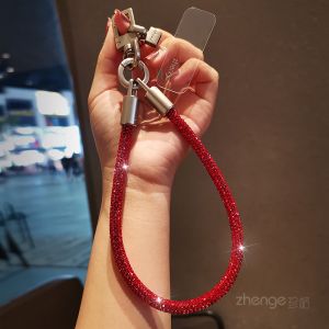 Luxury Crystal Phone Strap Full Drill Short Hand Cord Shiny Diamond Pendant Exquisite Rotating Clip Universal Phone Case Anti-Loss Cord Handheld Womens Style High End New Model