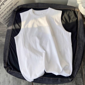 Hong Kong Style Vest Mens Summer Handsome Loose Sports Basketball Outer Wear Vest Suede Sleeveless Waistcoat T-Shirt Tide