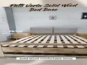 Flotti Veria Solid Thailand Rubberwood Bed Frame (Side Drawers Are Not Included)