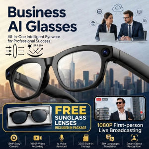 GUHUAVMI | 2026 New Vlog Live Streaming Smart Glasses Men 13MP HD Camera 1080P Video Recording AI Chat 32GB UV Protection Sunglasses Women