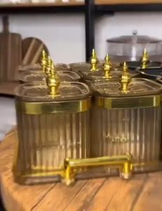 [MY Local stock] Light Luxury Dried Nut Fruit Candy Snack Storage Divided Serving Tray Candy Tray With Cover Bekas Raya Kedap Udara for Eid Holiday Wedding Party Balang Kuih Raya