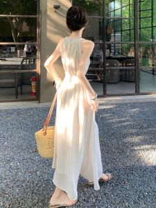 Elegant Sleeveless Halter Dress Summer