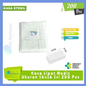 Kain Kasa Lipat Plester Perban Penutup Luka Medis Steril Pouch Ukuran 16x16 Isi 200 Pcs