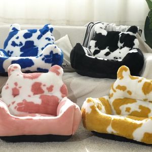 Kutiepom ที่นอนแมว ที่นอนสุนัข เบาะนอนแมว เบาะนอนสุนัข ลายวัวสุดชิค Luxury Soft Pet Bed Cow Print