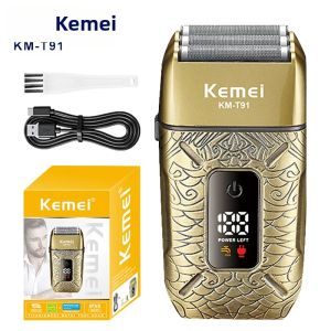 Kemei | Máy Cạo Râu Điện Kemei KM-T91 Dành Cho Nam Sạc Được 3 Lưỡi Dao Chuyên Nghiệp Không Dây Máy Cạo Đầu Trọc Với Đầu Cạo Nổi