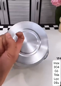 Âu tròn inox 304 không gỉ có nắp đậy size 1 lít và 4 lít Thố inox có tay cầm đựng thức ăn tích trữ dầu mỡ đa năng