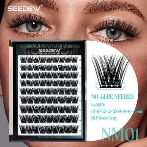SEEDEW Mix8-14mm Volume Self Adhesive False Eyelashes DIY Eyelash Extensions No Glue Needed Lash Clusters