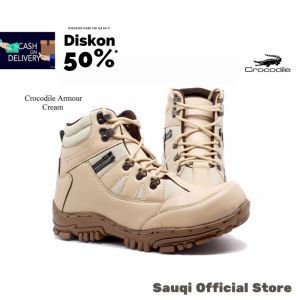 [COD] Sepatu Safety Boots Pria Crocodile Armor Sepatu Bikers Hiking pria Ujung Besi