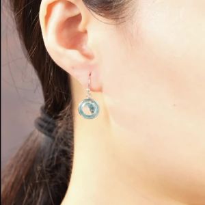 Huitan Charming Women Drop Earrings Inlaid Brilliant Blue Round CZ Fashion Accessories Silver Color Jewelry for Party Wedding