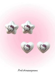 Cute Cartoon KT Cat Design 925 Silver Needle Ear Cuff Pink Pearl Star Heart Shaped Earrings Fashionable Jewelry for Girls